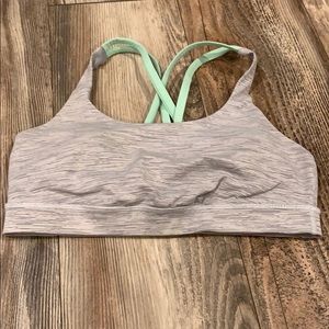 Lululemon energy bra 8 gray seafoam lime crossback
